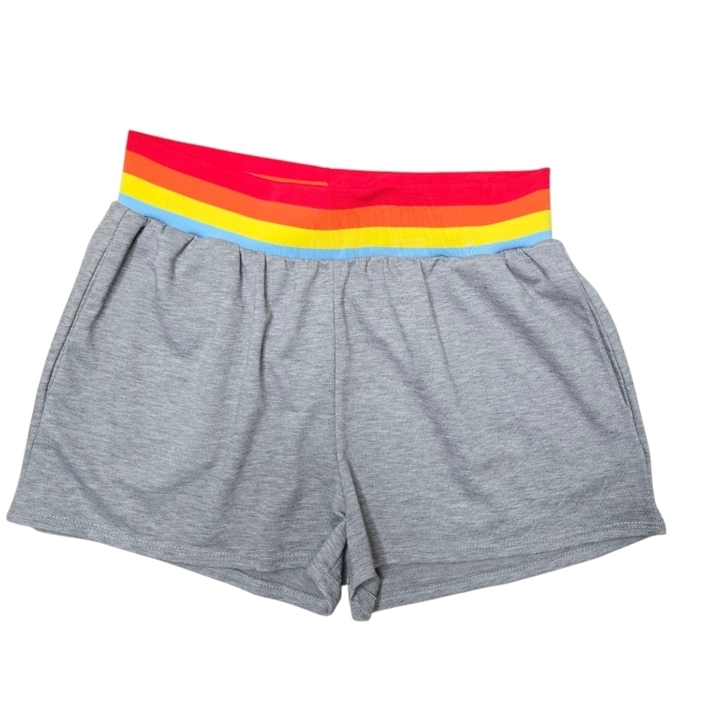 Vanilla Bay Womens 3" Gray Rainbow Waist Casual Lounge Shorts Size Large